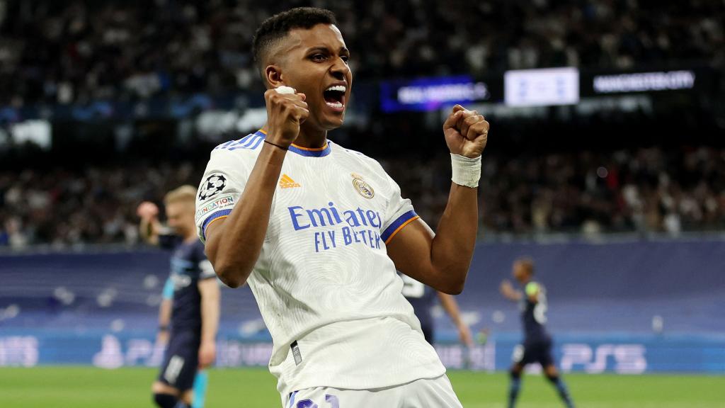 Rodrygo Goes celebra su segundo gol al Manchester City