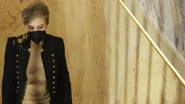 Paz Esteban a la llegada a la comisión de secretos.