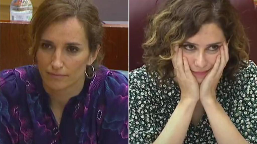Mónica García y Ayuso en la Asamblea de Madrid.