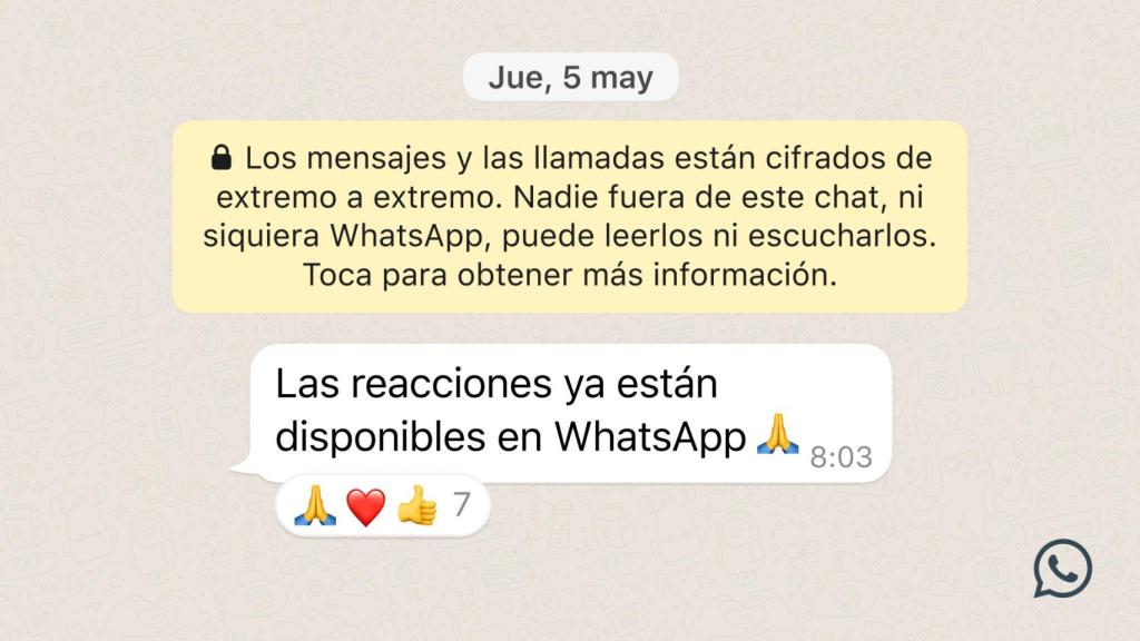Reacciones de WhatsApp.
