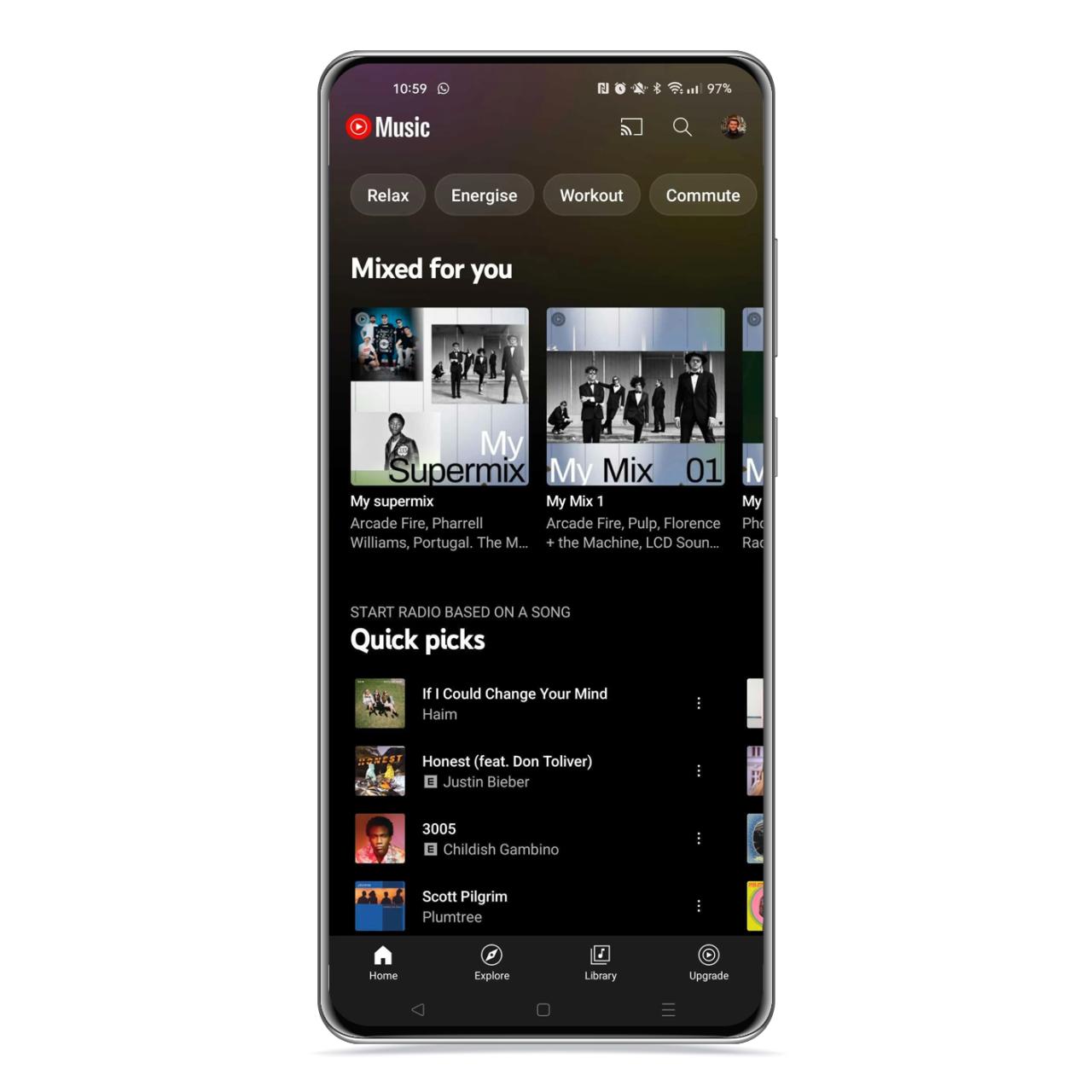 Colores en YouTube Music