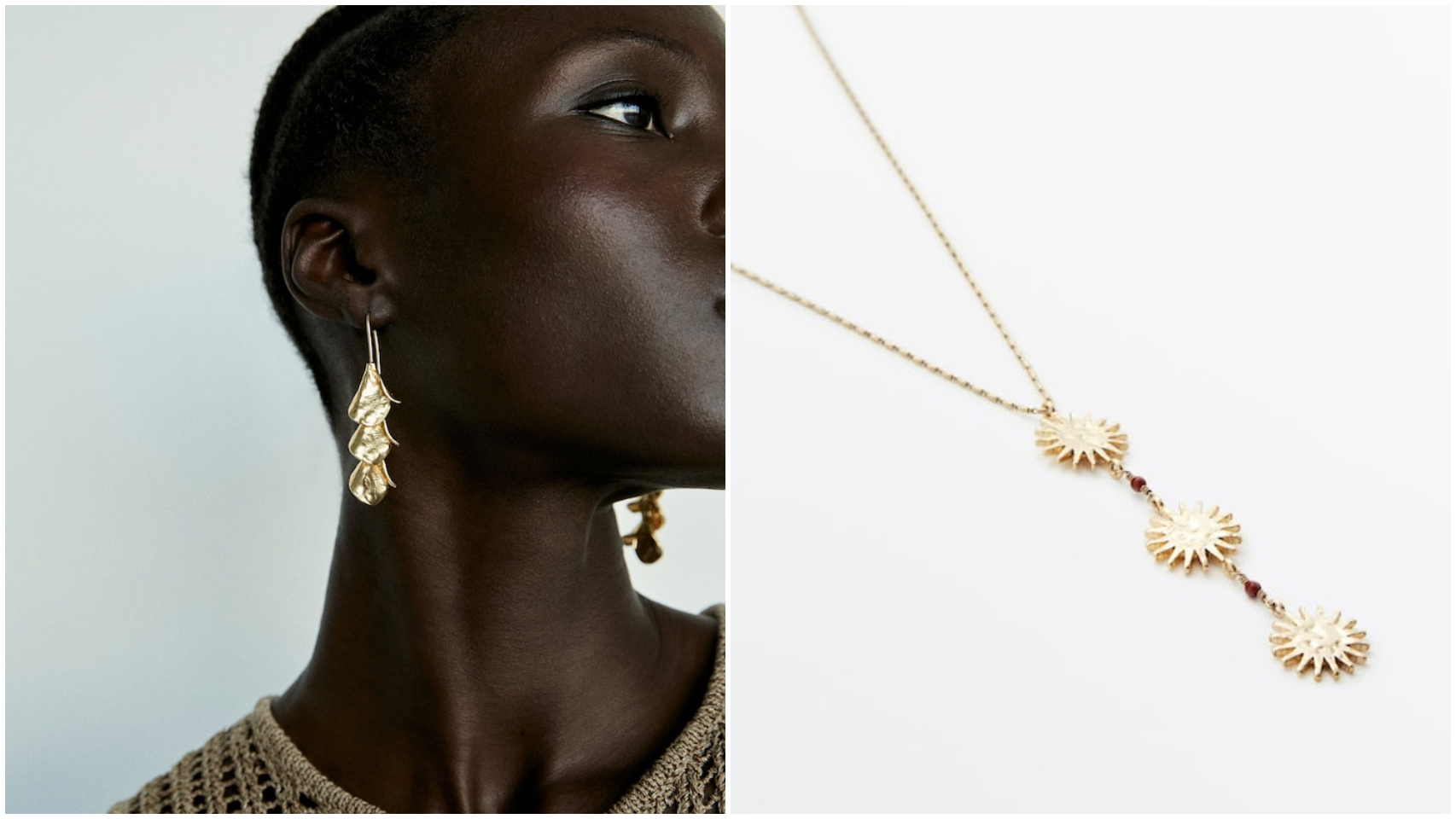 Pendientes y colgante de la nueva colección de bisutería de Massimo Dutti.
