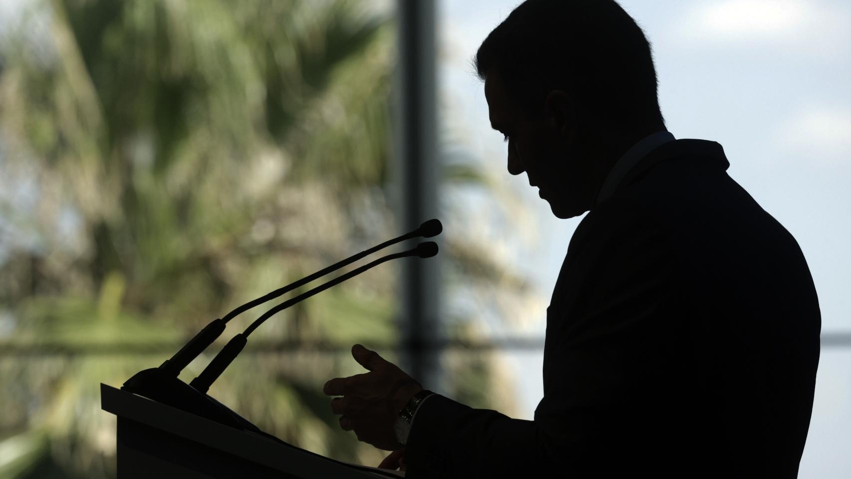 Pedro Sánchez, presidente del Gobierno, da un discurso en Barcelona en el mes de mayo.
