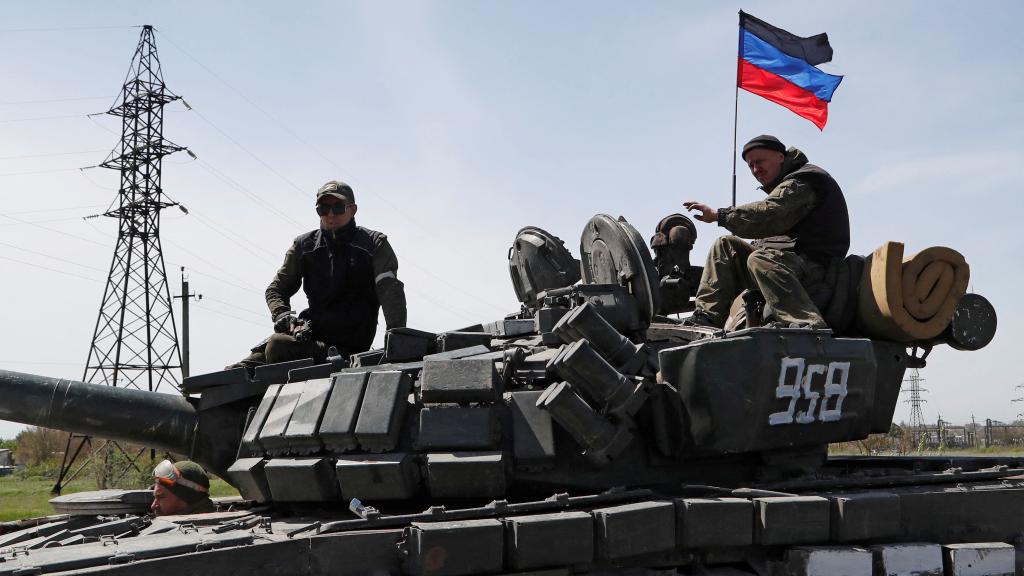Tropas prorrusas cerca de Novoazovsk, en la región de Donetsk.