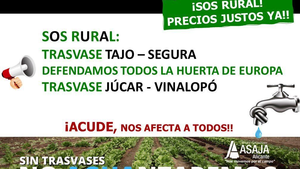 Anuncio de la concentración en defensa del trasvase.