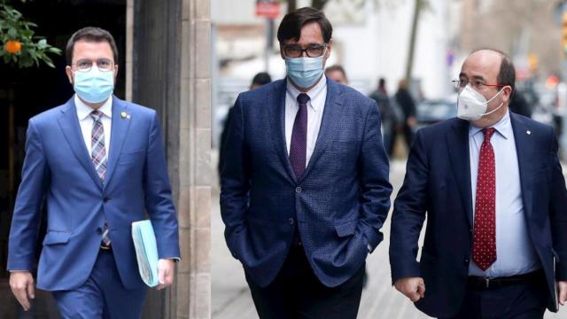 Pere Aragonès, Salvador Illa y Miquel Iceta.