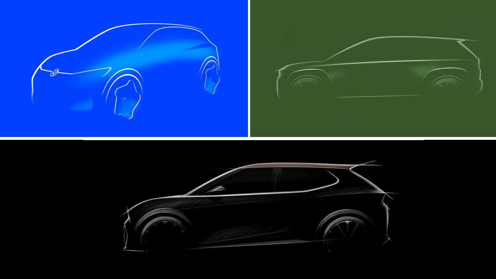 Bocetos de los próximos Cupra, Volkswagen y Skoda eléctricos que se fabricarán en España.