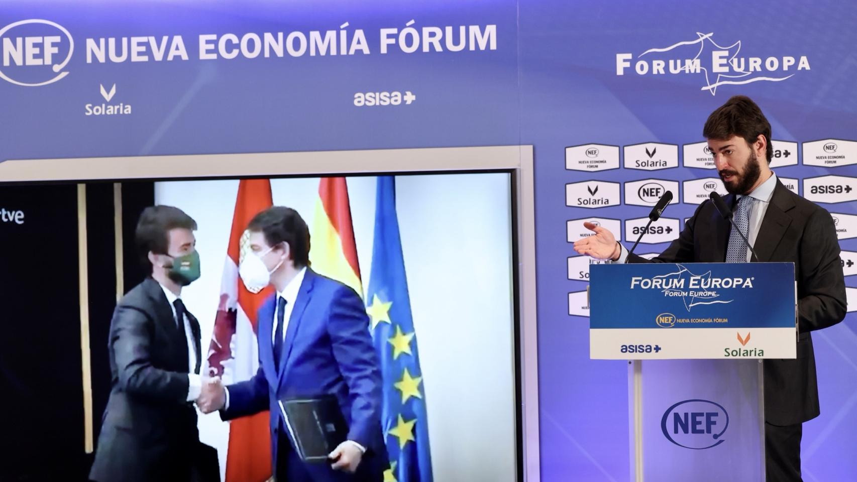 El vicepresidente de la Junta de Castilla y León, Juan García-Gallardo, participa en el desayuno organizado por Nueva Economía Fórum.