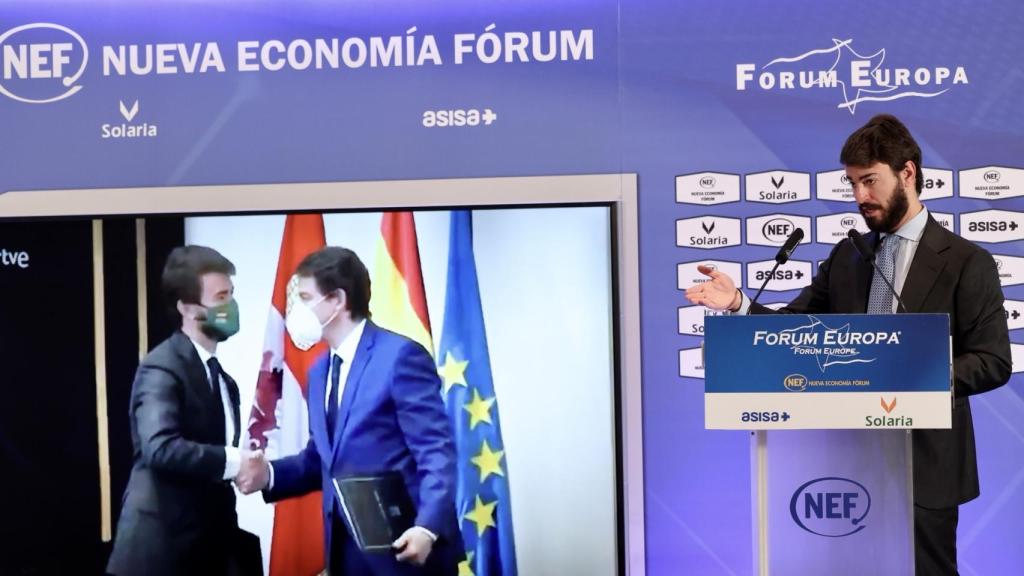 El vicepresidente de la Junta de Castilla y León, Juan García-Gallardo, participa en el desayuno organizado por Nueva Economía Fórum.