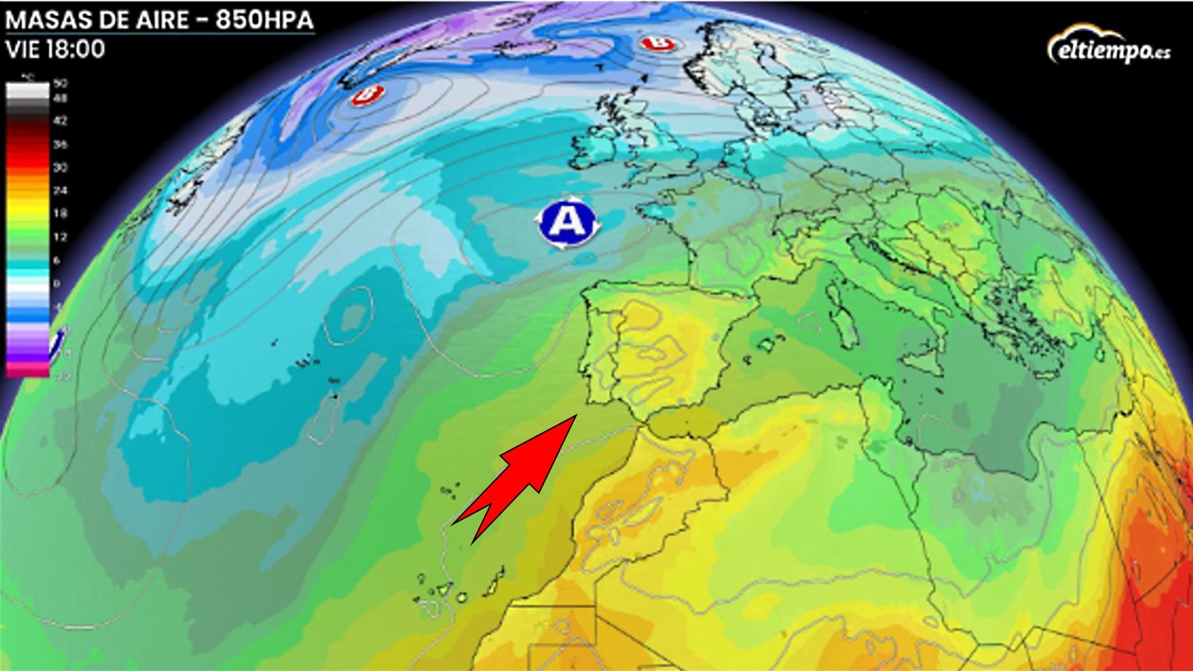 La dorsal en altura responsable de las altas temperaturas. Eltiempo.es.