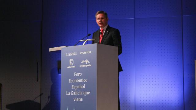 José Miñones, delegado del Gobierno en Galicia, durante su intervención en la apertura del Foro Económico Español 'La Galicia que viene'.