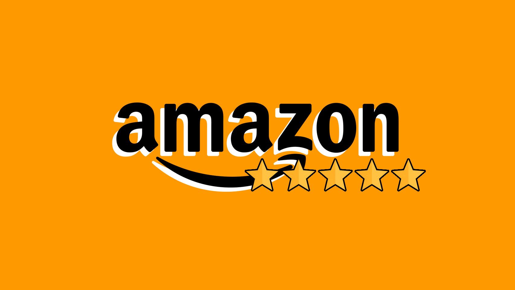Fotomontaje con el logo de Amazon y unas estrellas.