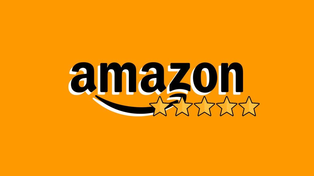 Fotomontaje con el logo de Amazon y unas estrellas.
