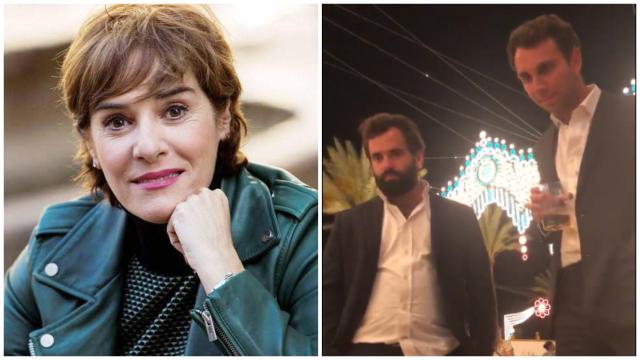 A la izquierda, la actriz Anabel Alonso y, a la derecha, dos hombres que acosaban a unas adolescentes en Jerez.