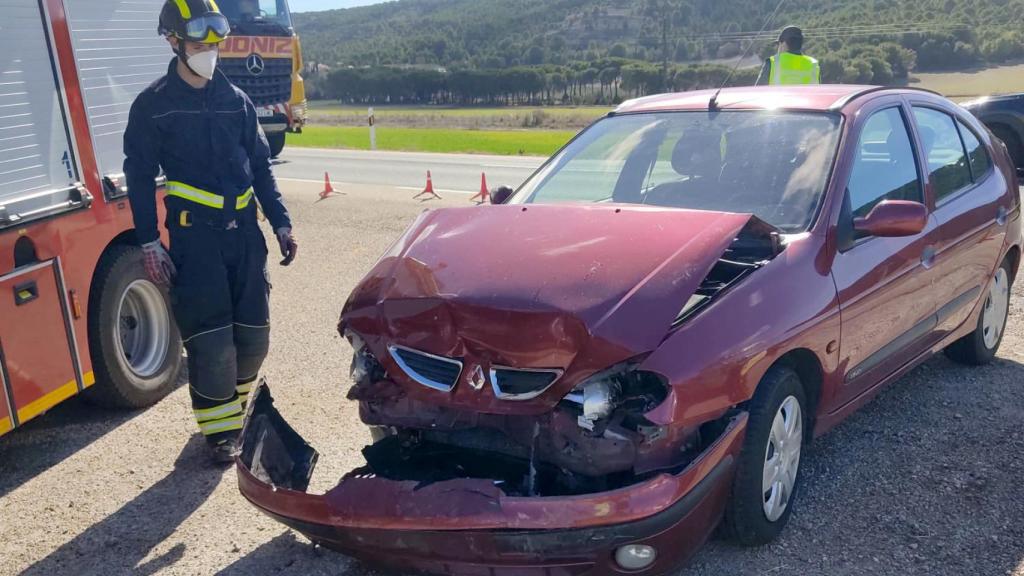 Imagen de un accidente de tráfico ocurrido en la N122 a su paso por Quintanilla de Onésimo (Valladolid)