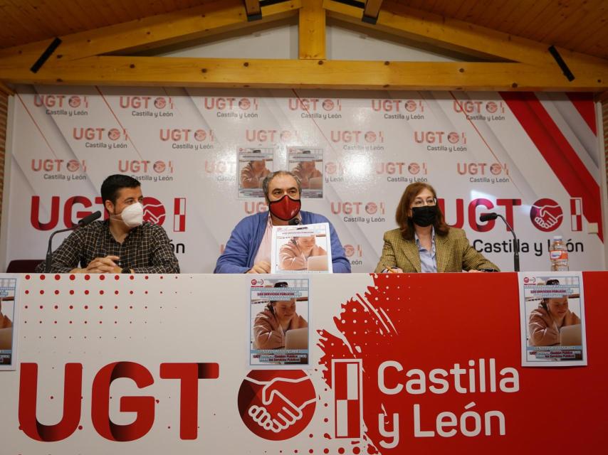 Imagen de archivo de una rueda de prensa de UGT Castilla y León.