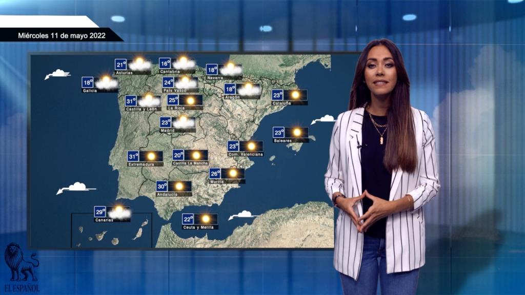 El tiempo para el miércoles 11 de mayo.