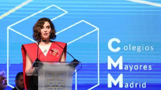 Isabel Díaz Ayuso, en el acto de clausura del curso académico 2021-22 de la Asociación de Colegios Mayores de la región.