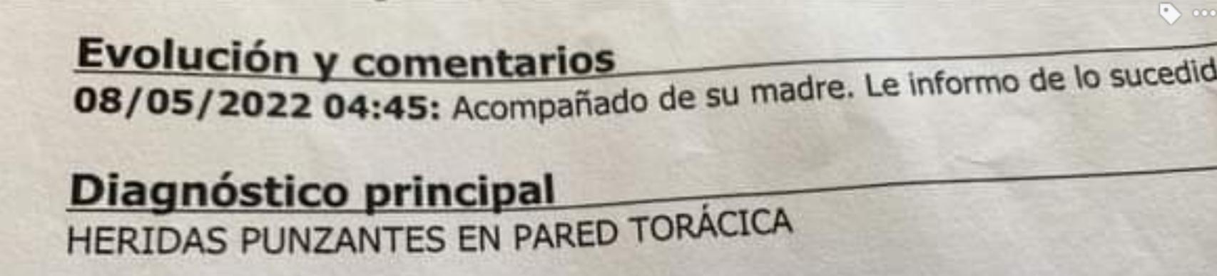 Informe médico del hijo de Marta Sanz