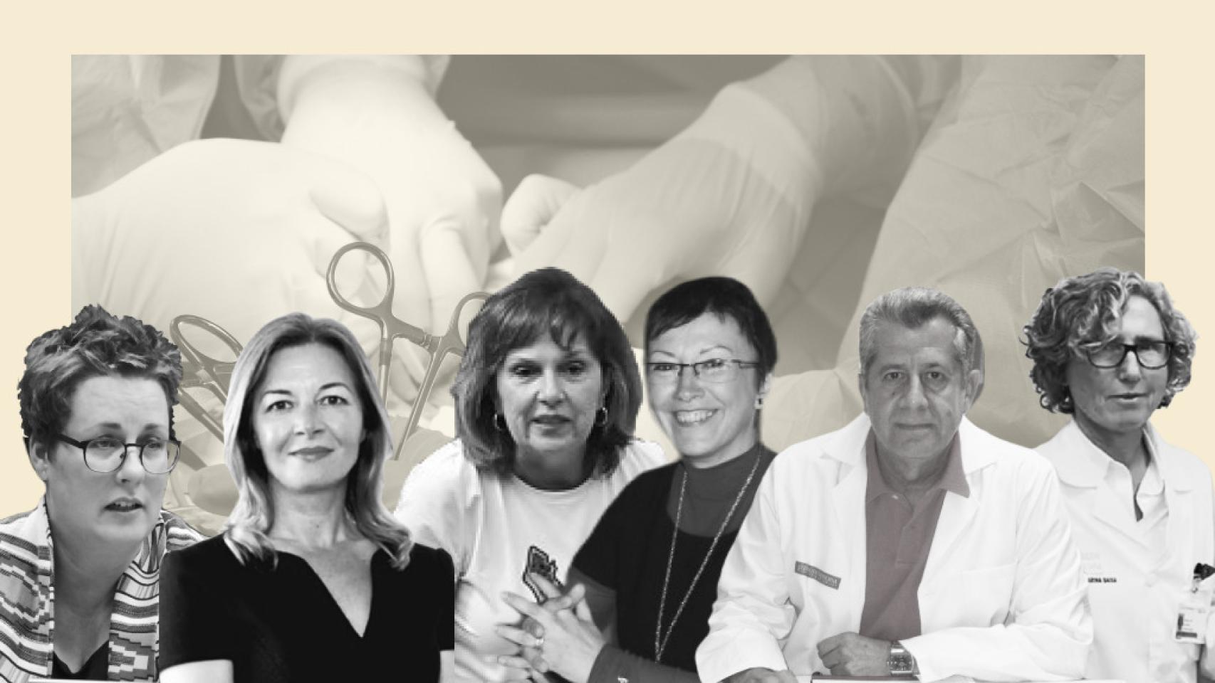 Macu Mira, Concha Andrés, Carmen Martínez, Vicenta Tortosa, Javier Gosalbez y Rosa Louise.