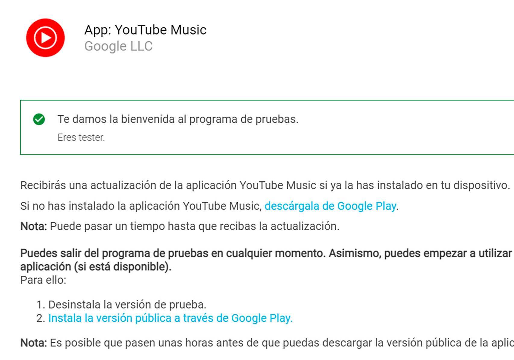 Beta de YouTube Music