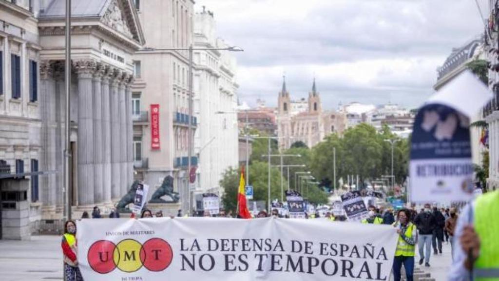 Manifestación de militares en septiembre de 2020 frente al Congreso.