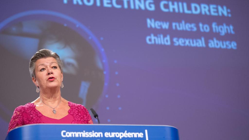 La comisaria de Interior, Ylva Johansson, durante la rueda de prensa de este miércoles