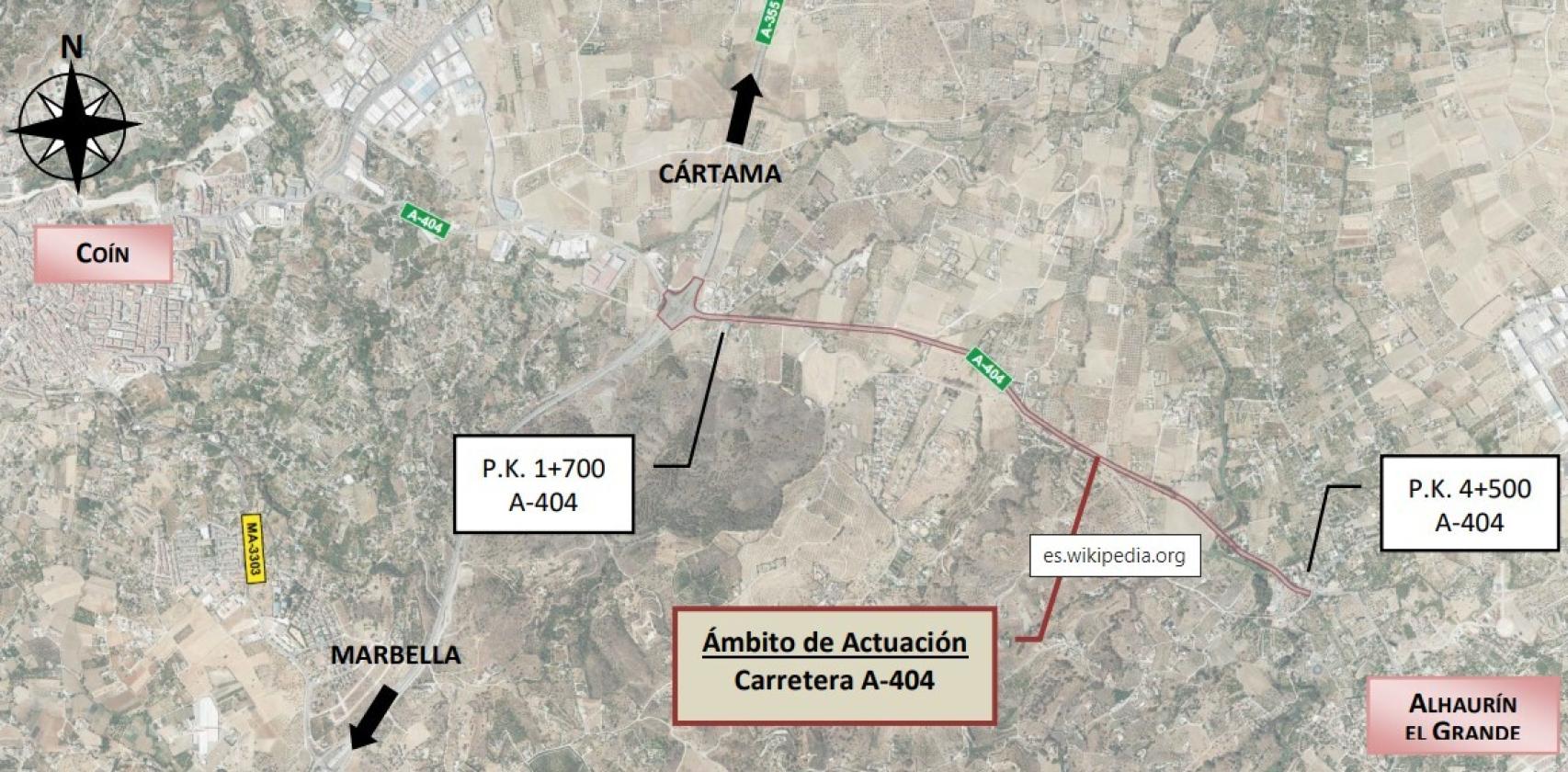 Localización del tramo de carretera donde se va a intervenir.