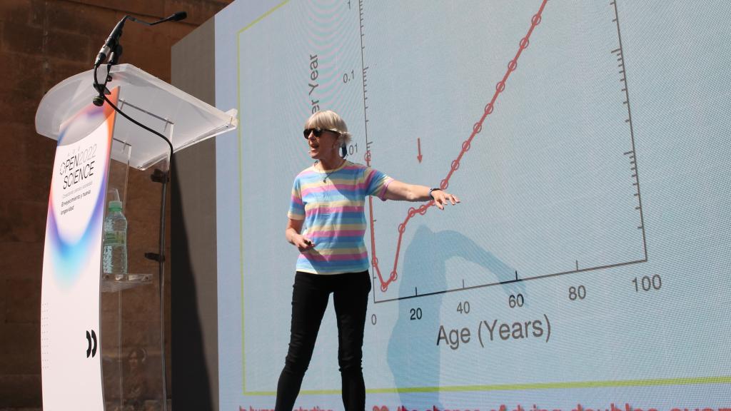 Cynthia Kenyon, durante su intervención en Age Open Science.