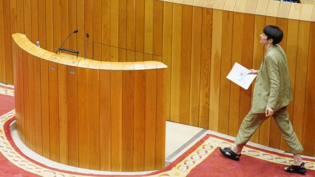 La portavoz del BNG, Ana Pontón, en la investidura del hasta ahora vicepresidente primero de la Xunta de Galicia como presidente de la Xunta, Alfonso Rueda.