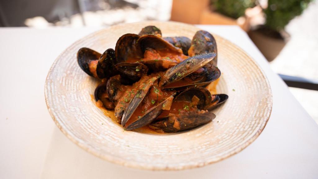 Mejillones con tomate, nuevo plato de la carta.