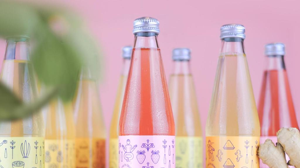 Botellas con Víver Kombucha.