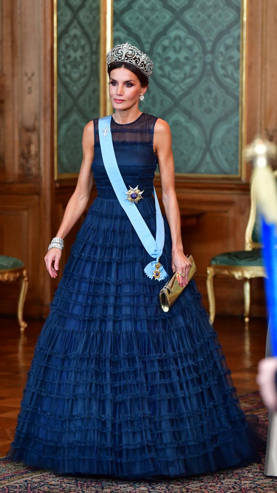 El último look de gala de Letizia, en Suecia.