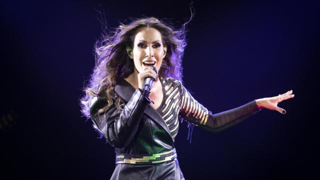 La cantante Malú actuando en el WiZink Center este pasado jueves 12 de mayo de 2022.