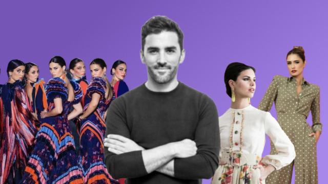 José Hidalgo y algunos de sus diseños.