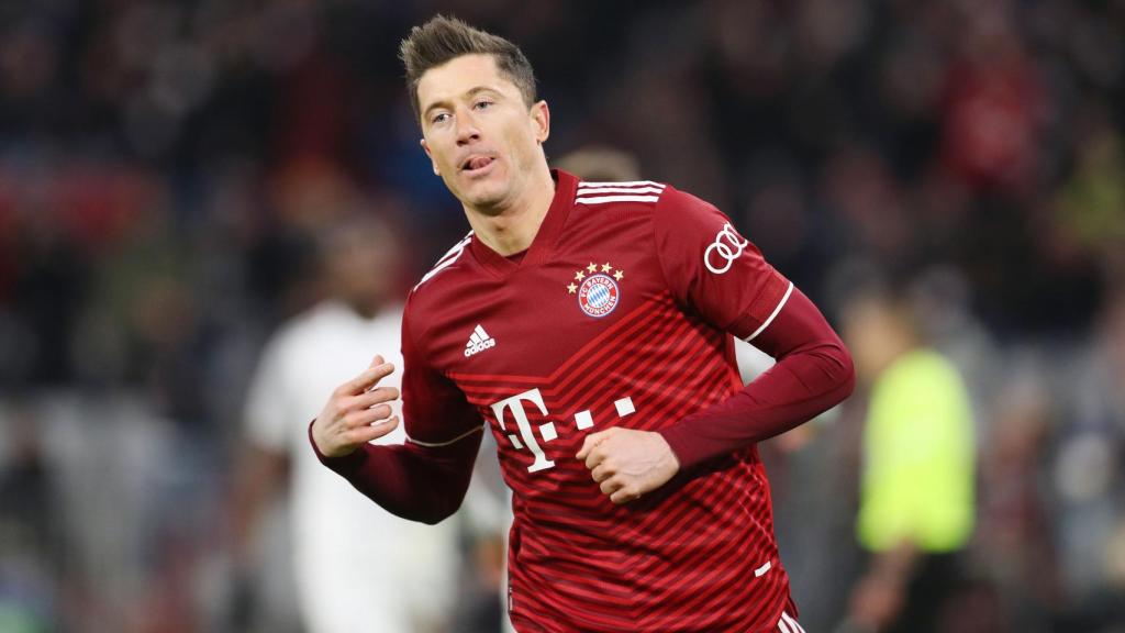 Robert Lewandowski celebrando un gol con el Bayern de Múnich