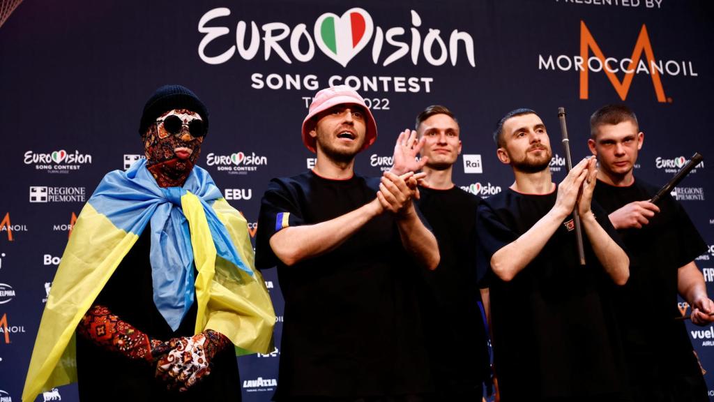 Los componentes del grupo Kalush Orchestra, representantes de  Ucrania en Eurovisión.