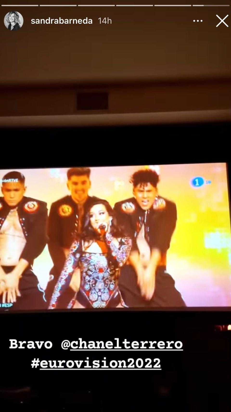Sandra Barneda ha aplaudido la actuación de Chanel en Eurovisión 2022.