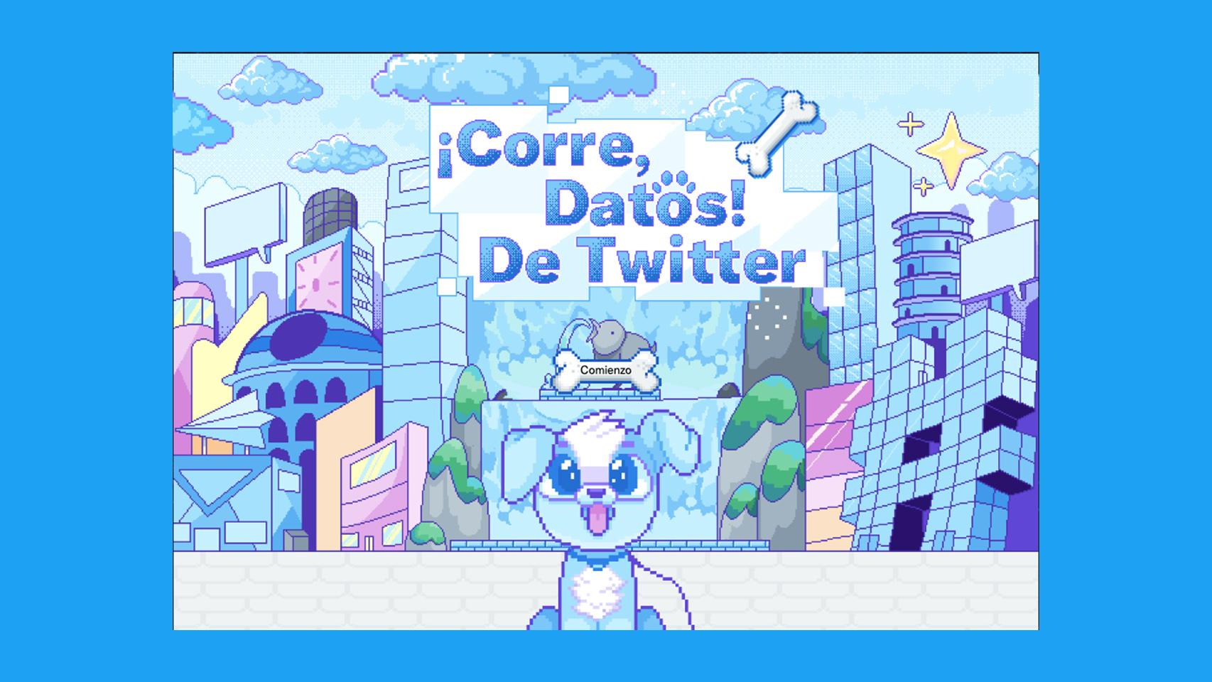 Captura de pantalla de ¡Corre, Datos de Twitter!, el juego de la red social.