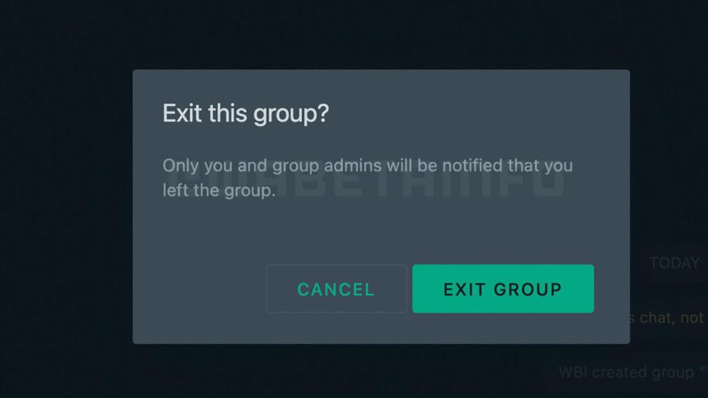 Mensaje de salida de grupos.