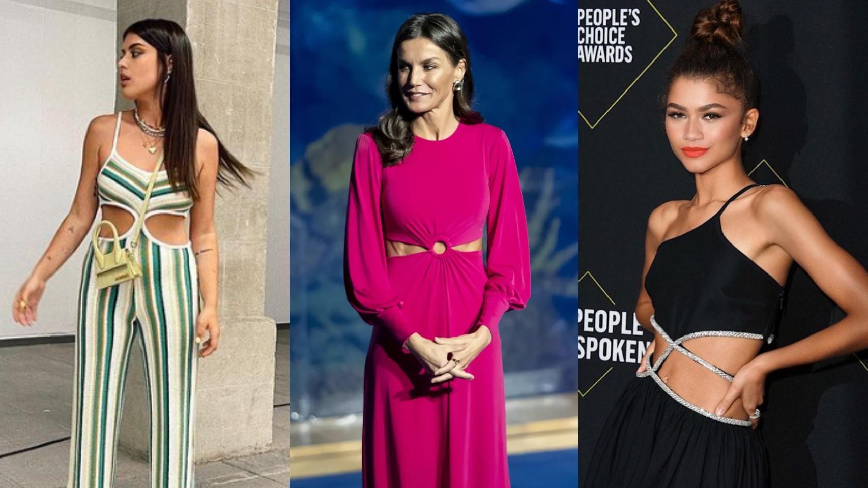 Dulceida, la reina Letizia y Zendaya luciendo prendas 'cut out'.