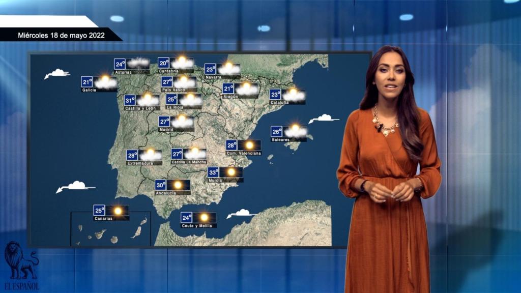 El tiempo para el miércoles 18 de mayo.