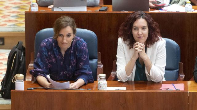 La portavoz de Más Madrid en la Asamblea de Madrid, Mónica García, durante un pleno de mayo.