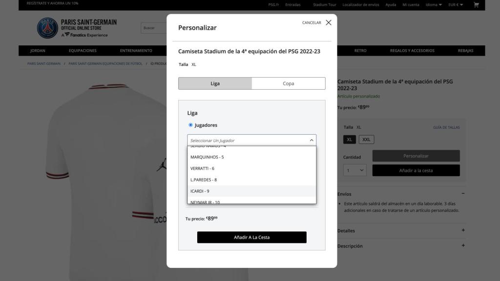 Mbappé desaparece de la tienda online del PSG