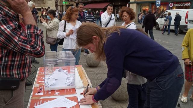 Pablo Fernández votando el pasado domingo