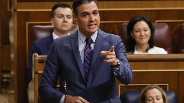 El presidente Pedro Sánchez, este miércoles durante la sesión de control al Gobierno en el Congreso.