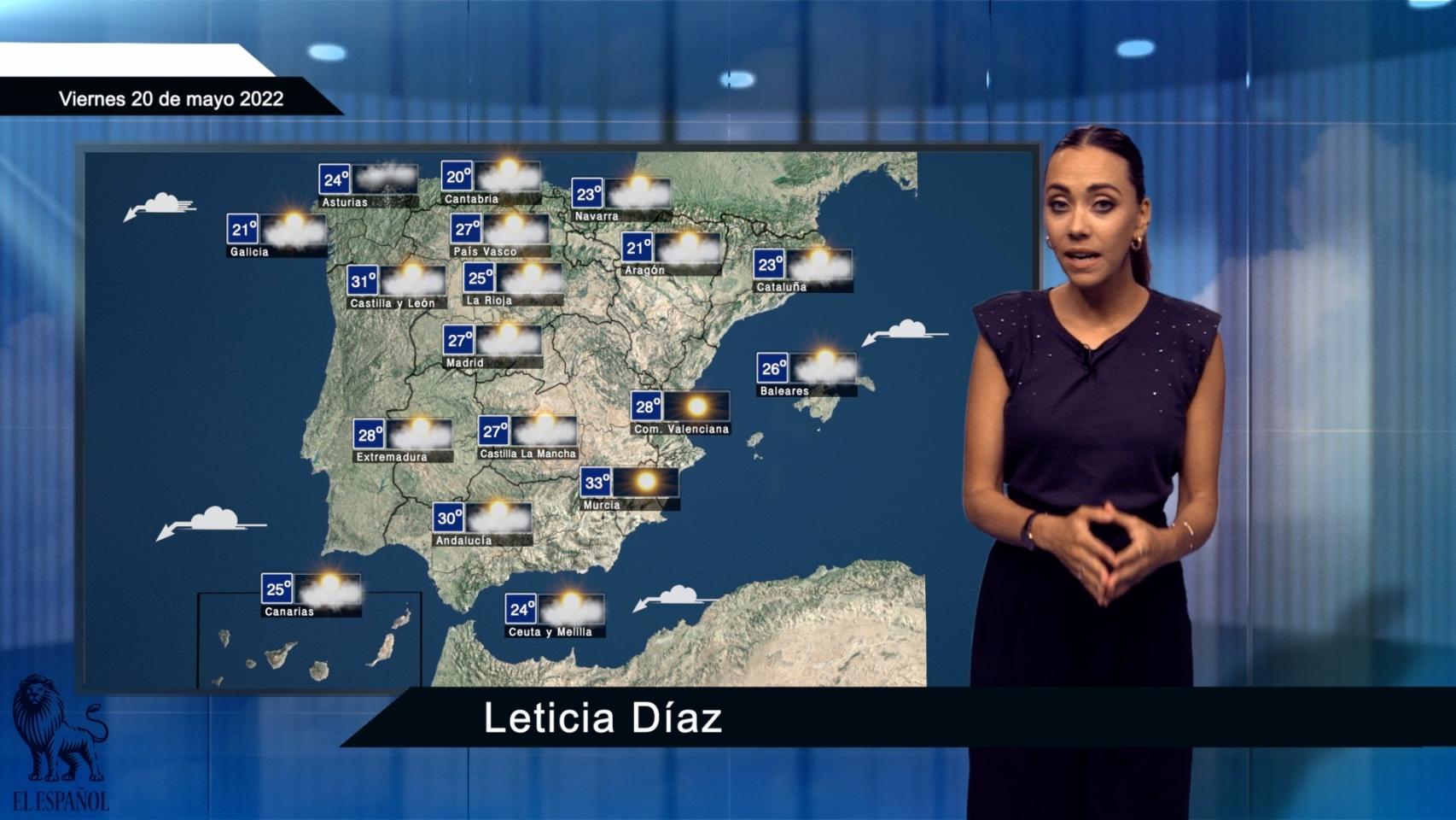 El tiempo para el viernes 20 de mayo.