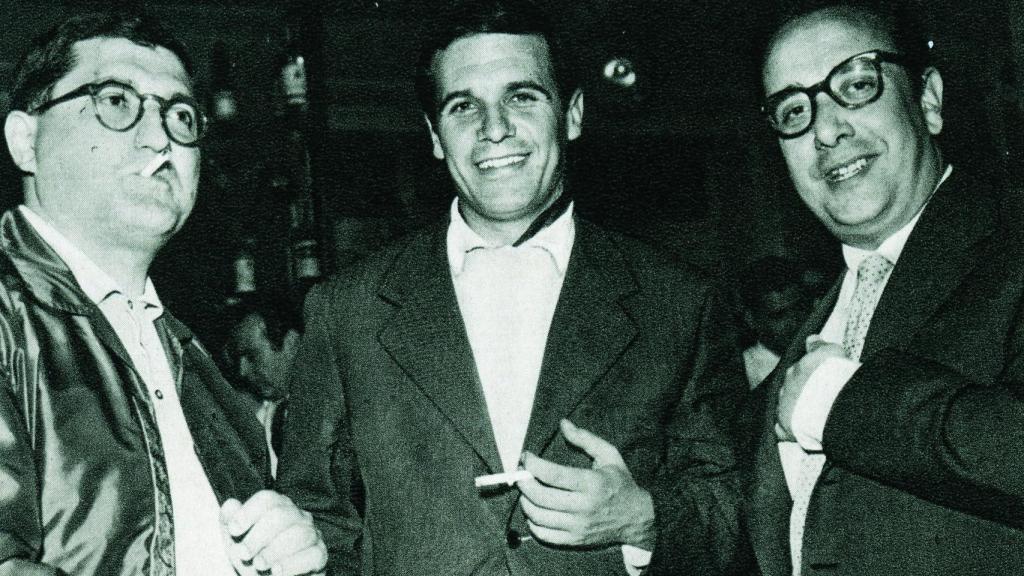 Juan Antonio Bardem, Paco Rabal y Alfonso Sastre. Foto: Filmoteca Española