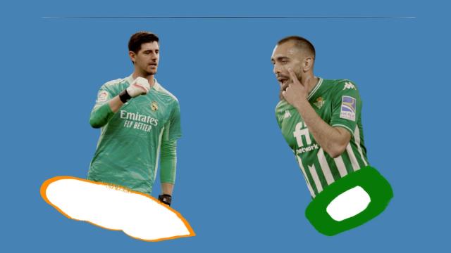 Thibaut Courtois y Borja Iglesias, en un fotomontaje.