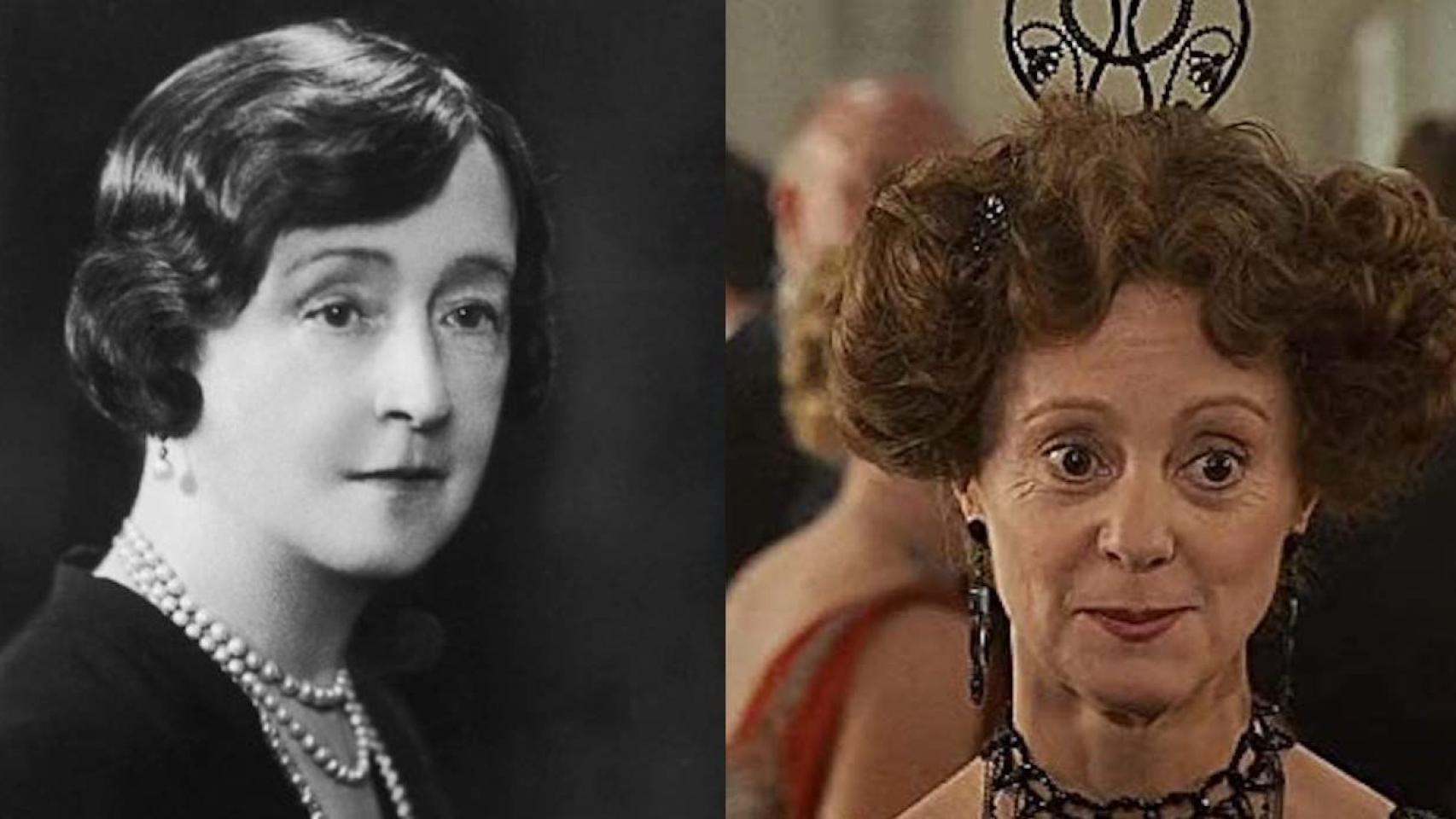 Lady Duff Gordon (izda.) y la actriz Rosalind Ayres interpretándola en 'Titanic' (1997) de James Cameron (dcha.).